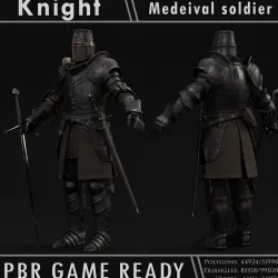 Knight Character PBR Game ready with Claymore and Sword Low-poly  3D model