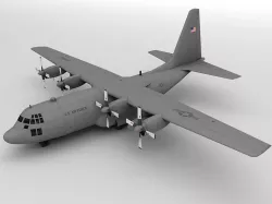 Lockheed C130 Hercules Military Aircraft Low-poly  3D model