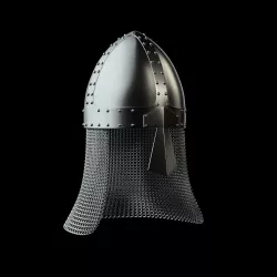 Medieval knight helmet with chain mail Low-poly  3D model