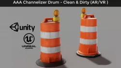 MG - AAA - Traffic Drum Cone - CLEAN-DIRTY - VR Game Model  Low-poly  3D model