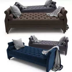 Modern Tufty Sofa Bed with Pillows 3D model