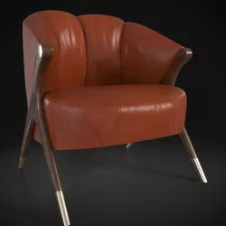Modernist Karpen Lounge Chair in Cognac Leather  3D model