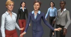 Modular Business Woman Pack Low-poly  3D model