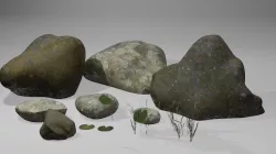 Mossy Lake or River or Pond Rock 3D model