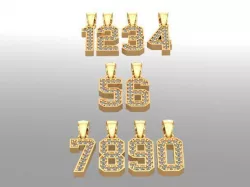 numbers pendant  gold silver diamond lucky number 3D model