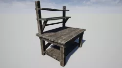 Old Worn Carpenter Table Low-poly  3D model
