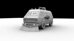 Post Apocalyptic Monster VW Bus Low-poly  3D model