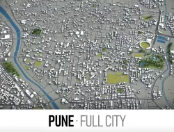 Pune - city and surroundings Low-poly  3D model