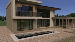 Realistic Modern Double Story House PBR 3D model