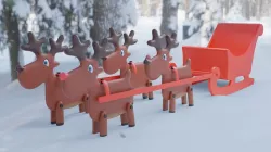 Reindeer with sledge 3D model