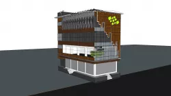 Restaurant building exterior elevation  Low-poly  3D model