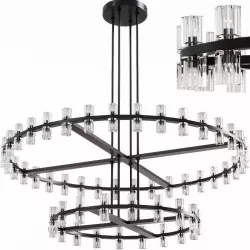 Restoration Hardware ARCACHON ROUND 2-TIER CHANDELIER 60 Black 3D model