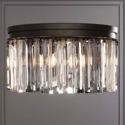 RH 1920S ODEON RHYS CLEAR GLASS PRISM ROUND FLUSHMOUNT 20 Black 3D model
