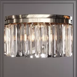 RH 1920S ODEON RHYS CLEAR GLASS PRISM ROUND FLUSHMOUNT 20 Nickel 3D model