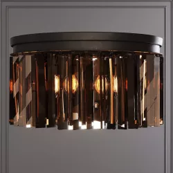 RH 1920S ODEON RHYS SMOKE GLASS PRISM ROUND FLUSHMOUNT 20 Black 3D model