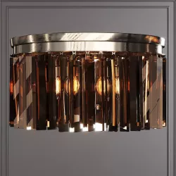 RH 1920S ODEON RHYS SMOKE GLASS PRISM ROUND FLUSHMOUNT 20 Nickel 3D model
