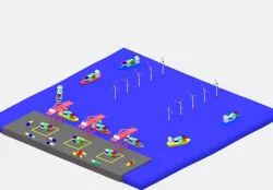 Simple Cartoon Container Port 3D model