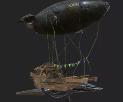 Steampunk AirShip Low-poly 3D model PBR Low-poly 3D  Low-poly  3D model