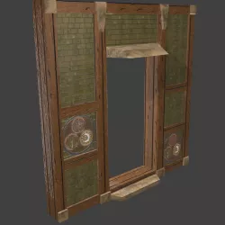 Stonewall with Entrance and wooden borders 01 Low-poly  3D model