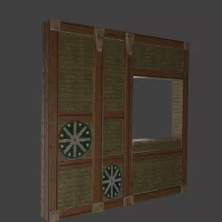 Stonewall with wooden borders 03 Low-poly  3D model