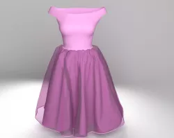 Stylish Designer Women with Tulle Skirt dress 3D model 3D model