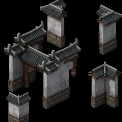 Tang Courtyard - fence - wicket 01 3D model
