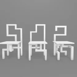 Three geometric labyrinth white chairs Low-poly  3D model