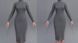 Turtleneck bodycon wool dress 3D model