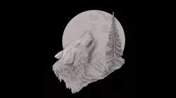 Wolf in moon 3d stl models for artcam and aspire Programmes 3D model