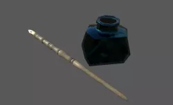 wooden dip pen and ink vial Low-poly  3D model