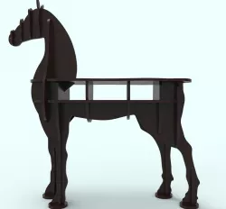Wooden Horse Table 3d Model 3D model