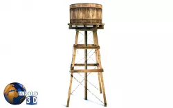 Wooden Water Tower Lowpoly 3D Model Low-poly  3D model