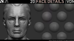 Zbrush - Face Details VDM Brush Low-poly  3D model