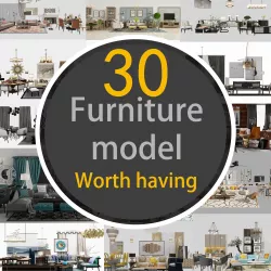 30 sets of polygonal models for home decoration 3D model
