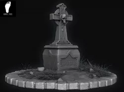 3D Skull Tombstone - High Poly 3D model