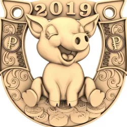 3pcs Pig in shoe stl models for artcam and aspire Programmes 3D model