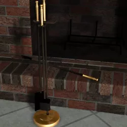 4 Pc Fireplace tool set Free low-poly  3D model