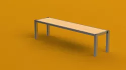 Aluminium and wood table Free 3D model