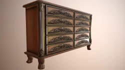 Big Classical Storage Dresser Low-poly  3D model