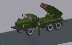 BM-21 Grad Multiple Rocket Launcher  Low-poly  3D model