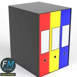 Case with three ring binders 3D model