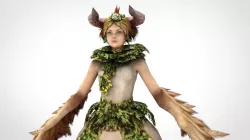 Character people human cartoon woman with wing  fly Low-poly  3D model