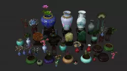 chinaware Chinese classical style Ornament vase jade Flowerpot Low-poly  3D model