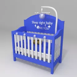 Crib and teddy bear  Low-poly  3D model