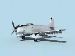 Douglas A-1H Skyraider  Bare Metal 3D model