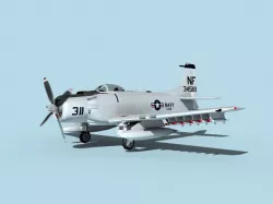 Douglas A-1H Skyraider USN Ticonderoga 3D model