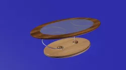 Eliptic glass and wood modern table 3D model