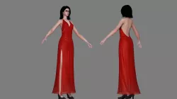 Fashionable Chinese Girls Beauty pretty Evening dress skirt Low-poly  3D model