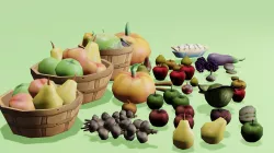 Fruits And Vegetables Pack Low Poly 3D Model Low-poly  3D model