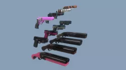 Gun Pack - pistol revolver shotgun Low-poly  3D model